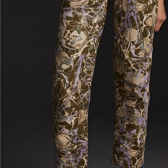 Pilcro & The Letterpress Anthropologie Wanderer Low Rise Sz 26 Gold Splatter - Picture 3 of 11